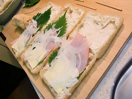 大葉、ハム、チーズ、玉ねぎ