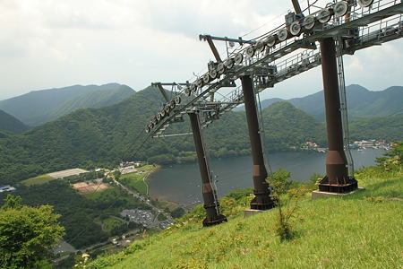 榛名山から榛名湖を見下ろします
